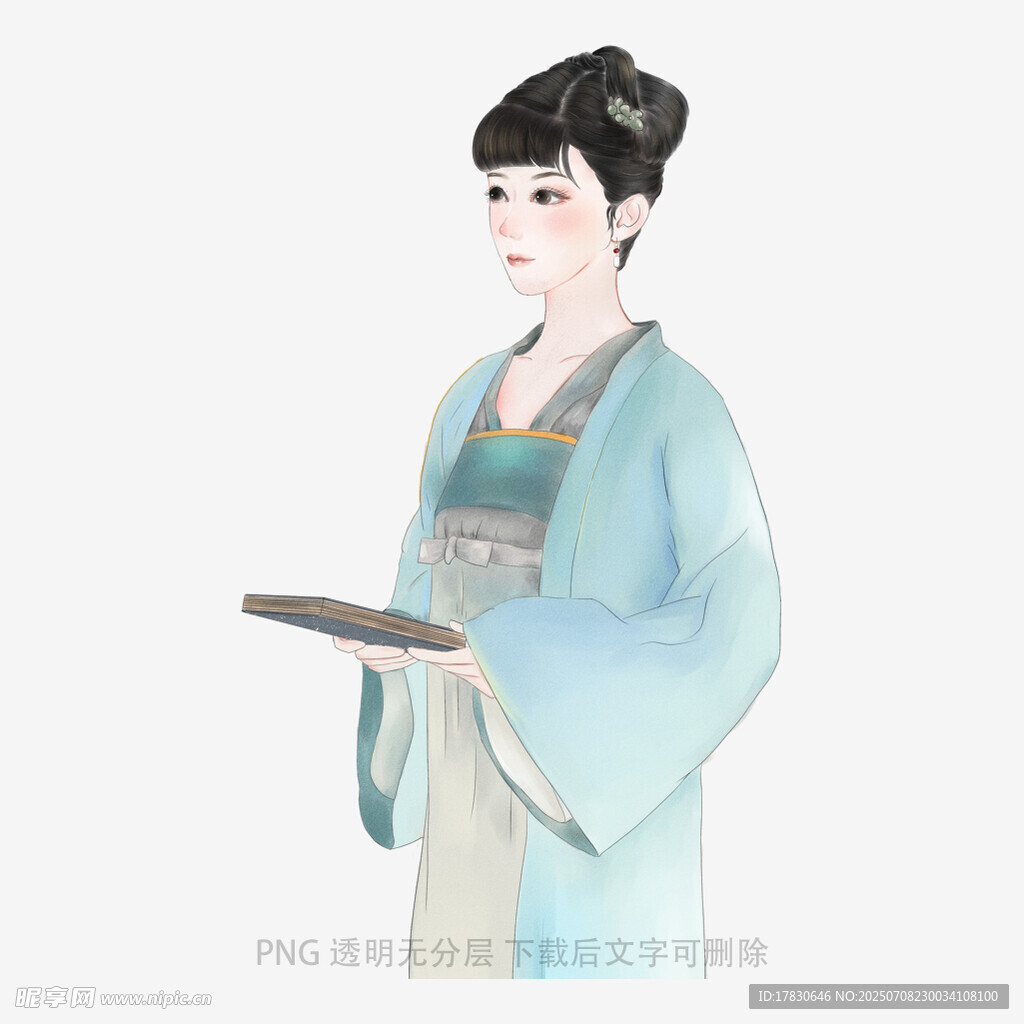 古风持盘侍女形象