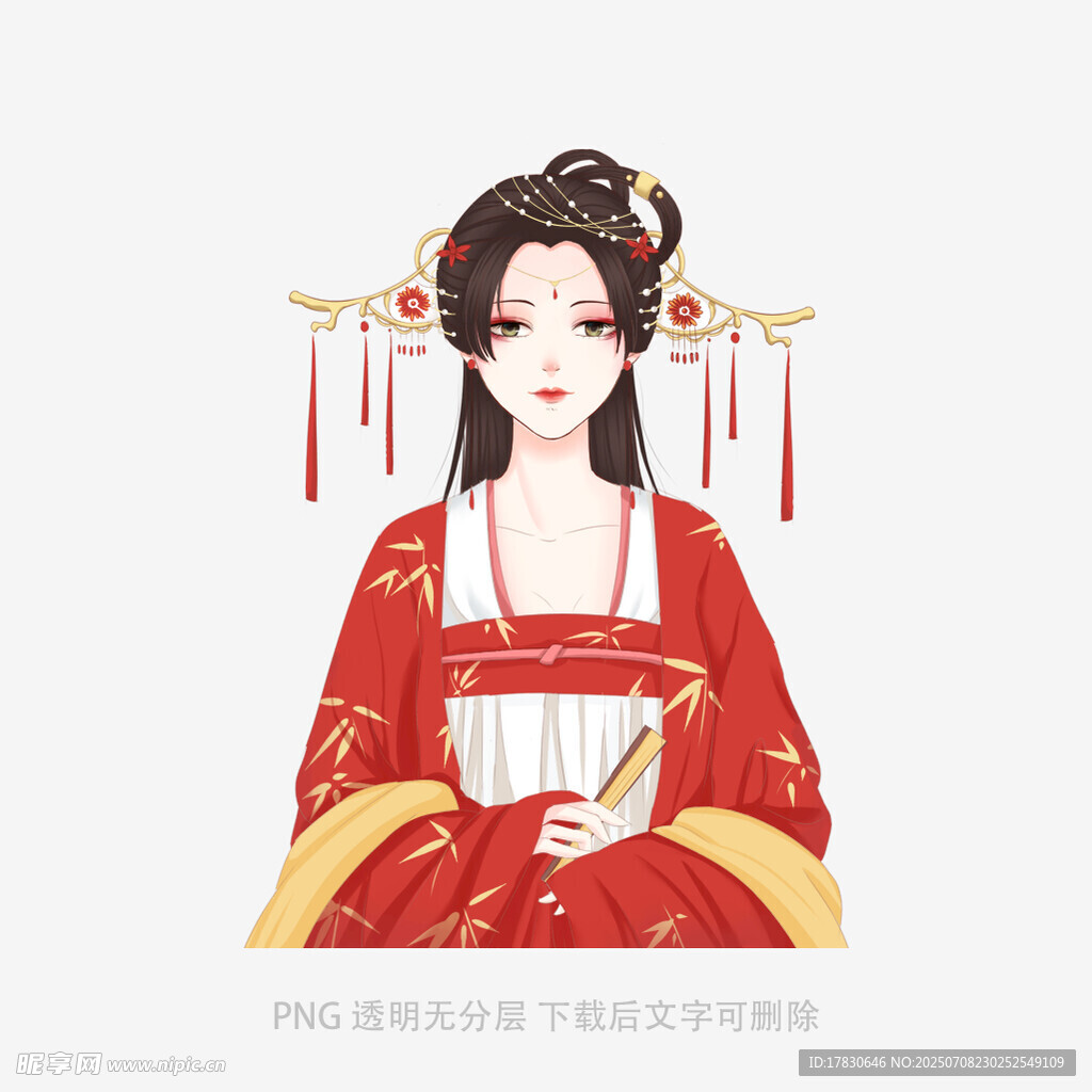 古风红衣汉服女子形象