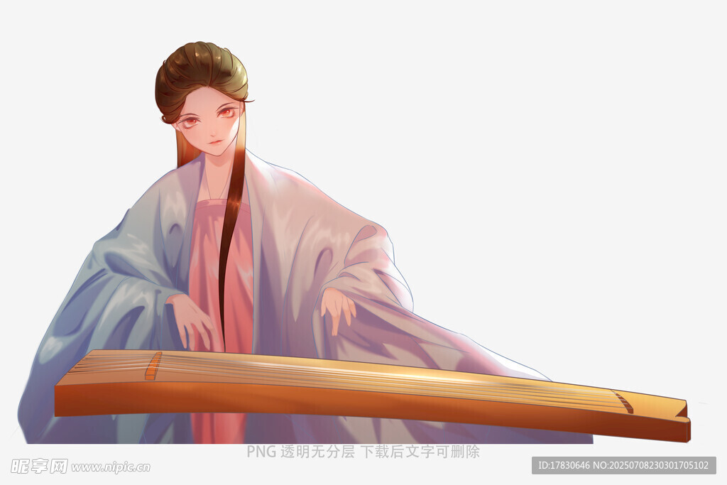 古风女子抚琴图