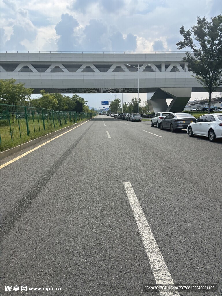 公路上的车辆与高架桥