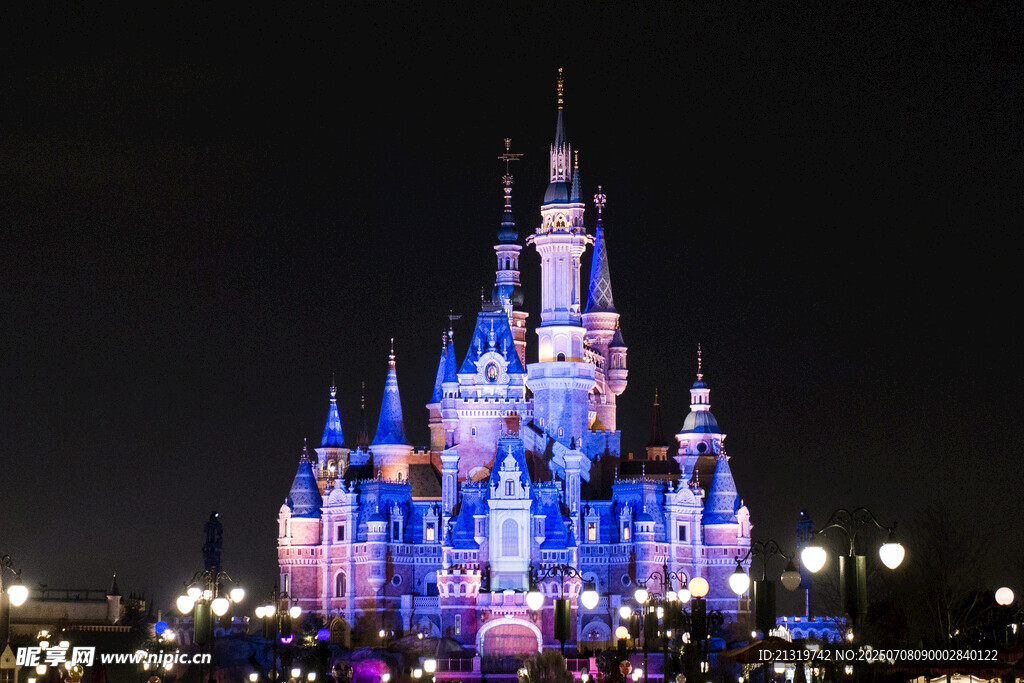 迪士尼城堡夜景灯光秀