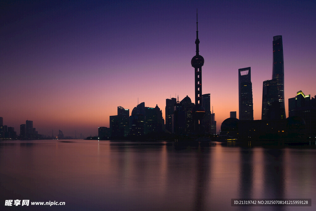 上海外滩黄昏城市天际线