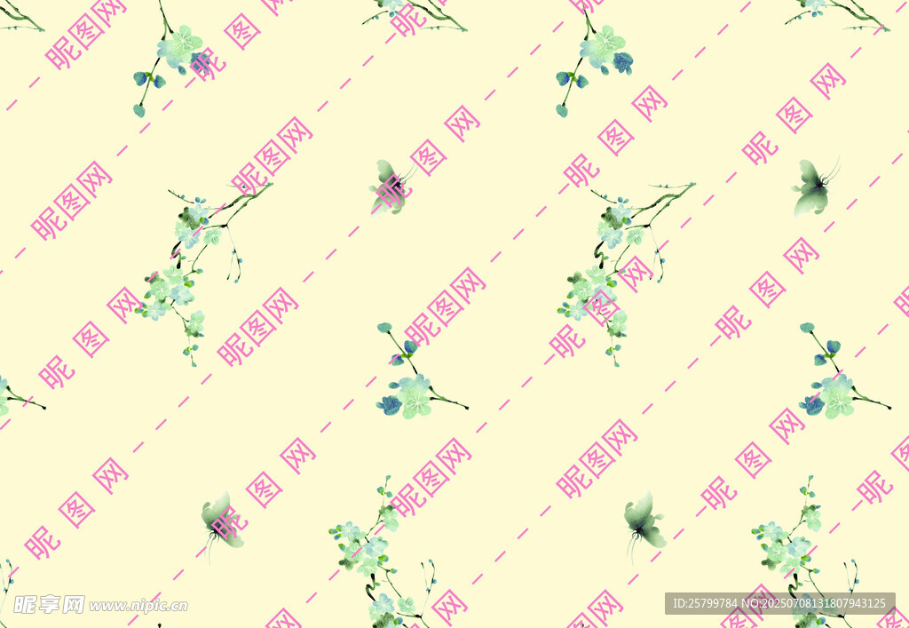 清新花卉几何图案背景