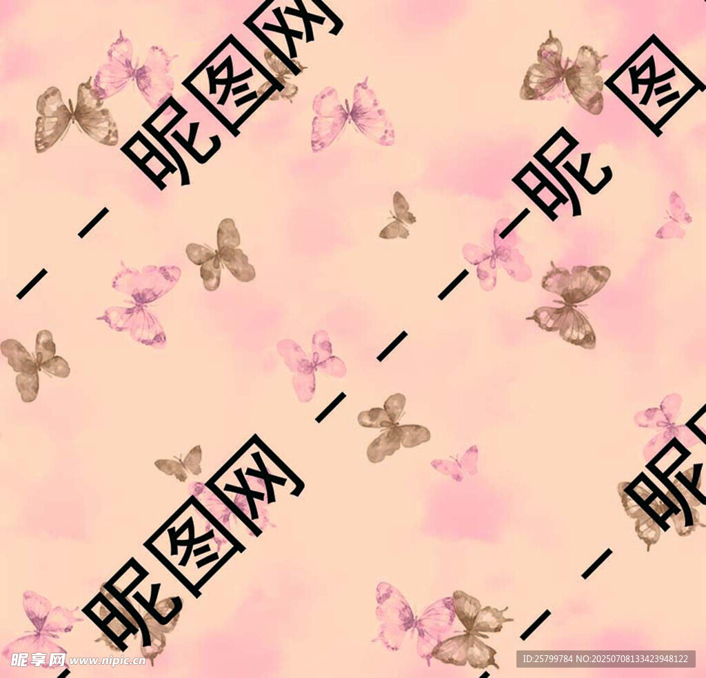 粉色蝴蝶背景图案素材