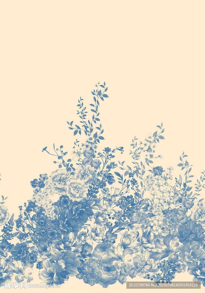 蓝调花卉图案背景