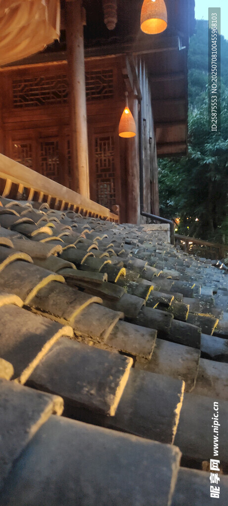 传统瓦片屋顶建筑景观