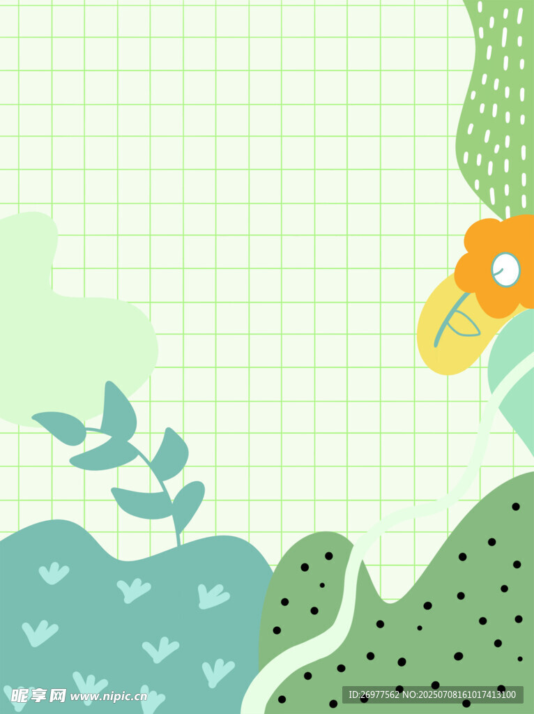 清新手绘风植物插画背景