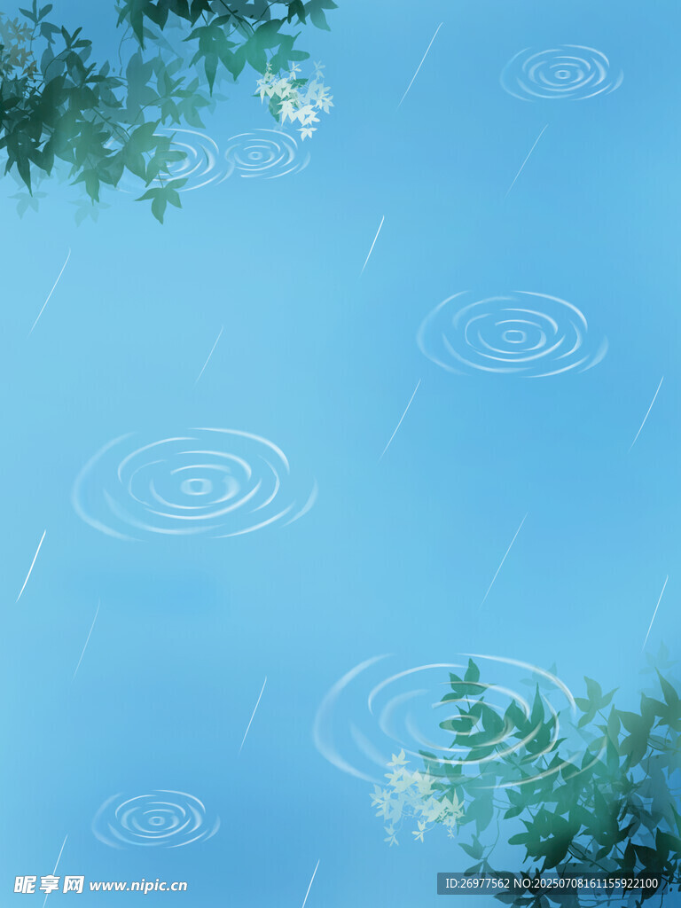 雨滴落湖面泛起圈圈涟漪