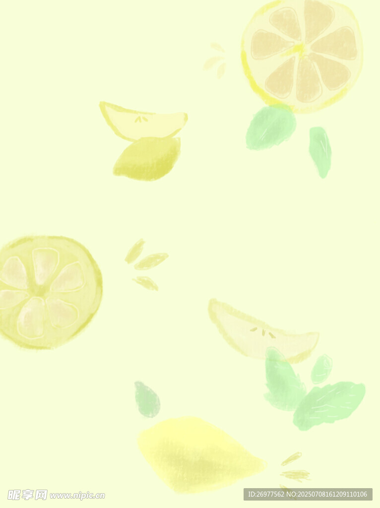 清新柠檬元素插画背景