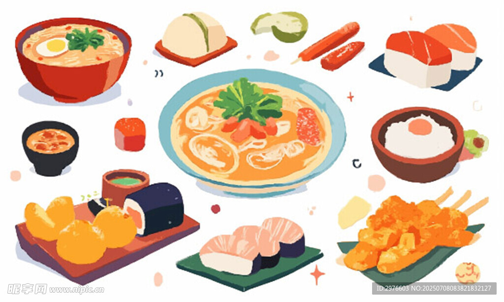 多样日式美食插画展示