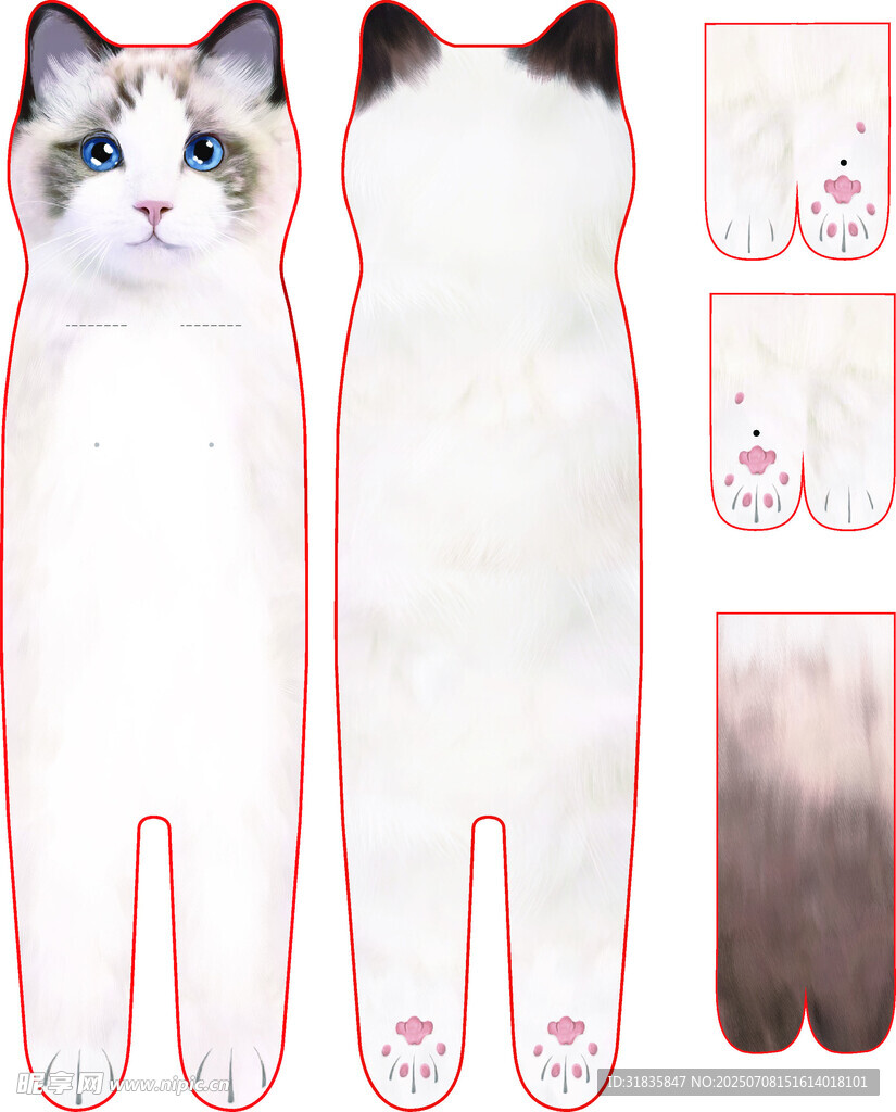 可爱布偶猫长条图案设计
