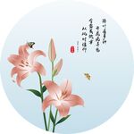 百合花矢量线稿艺术图简约挂画装