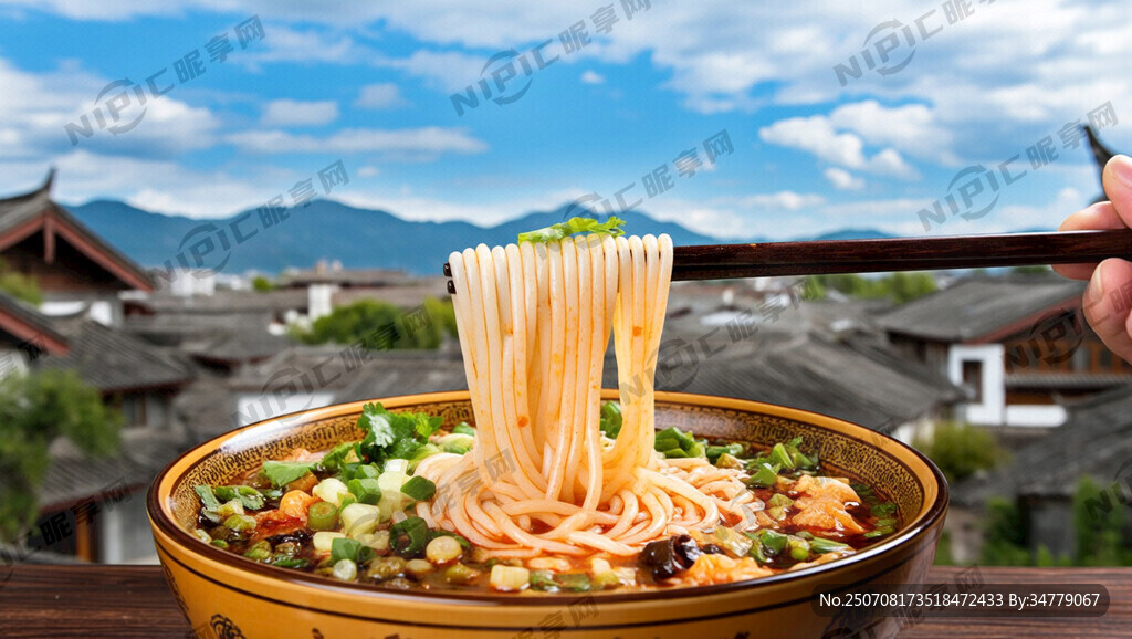 中国风背景  云南米线