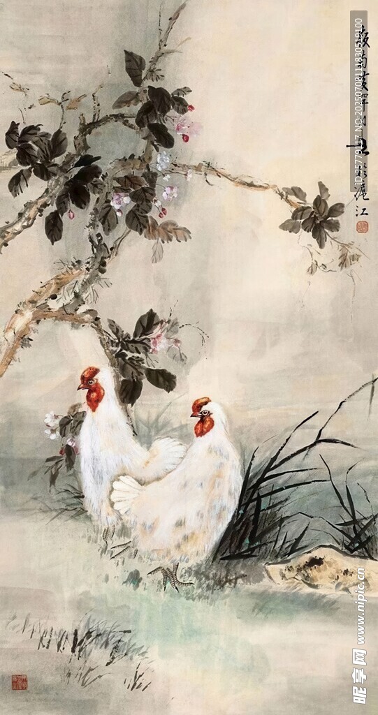 国画双鸡图