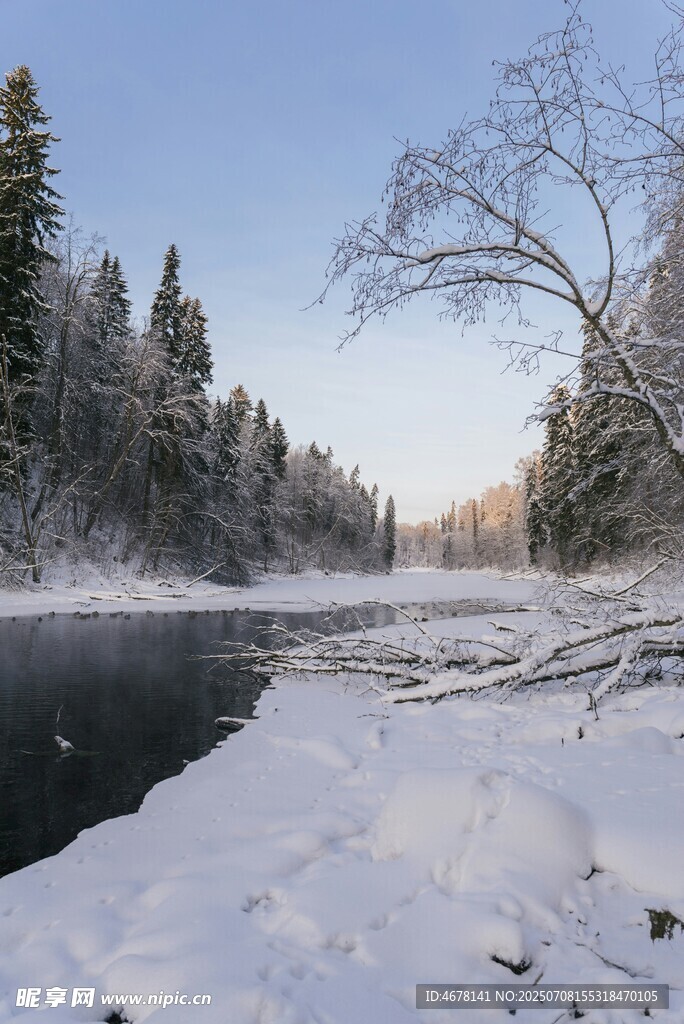 冬日河畔雪景