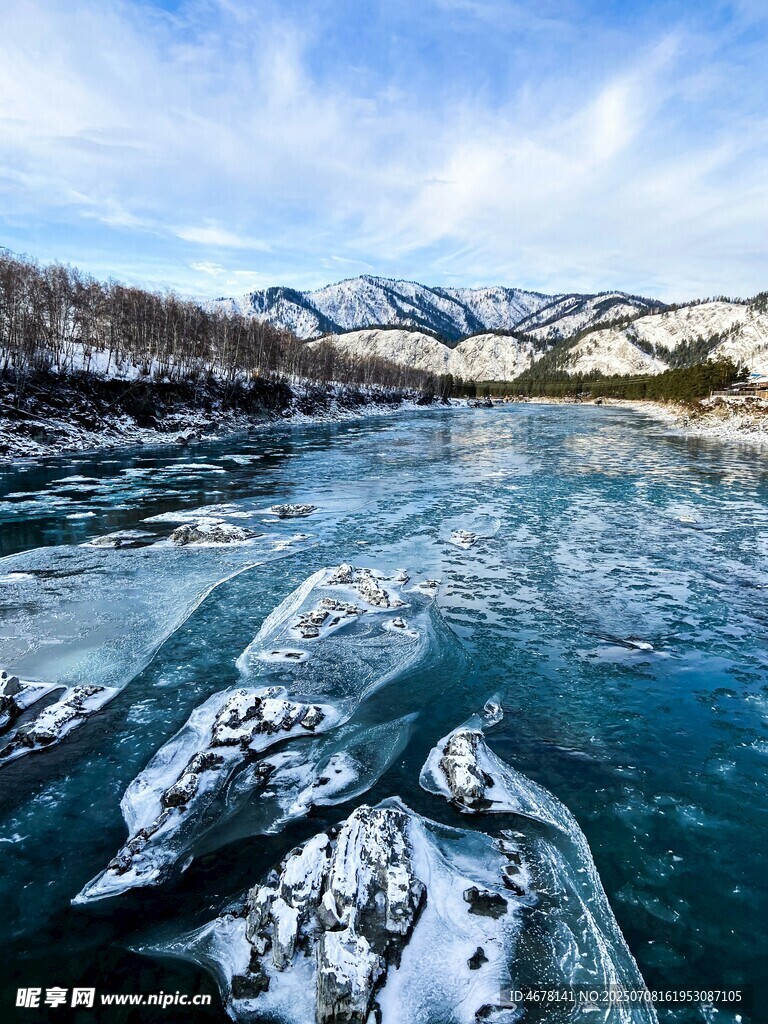 冬日冰河壮丽雪景