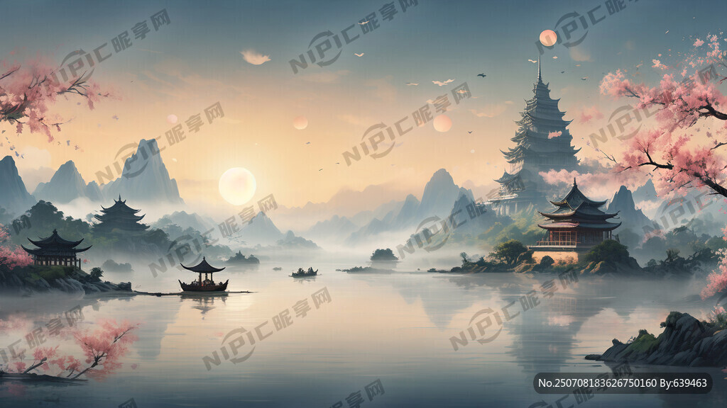 湖山澹荡春光 燕穿云影