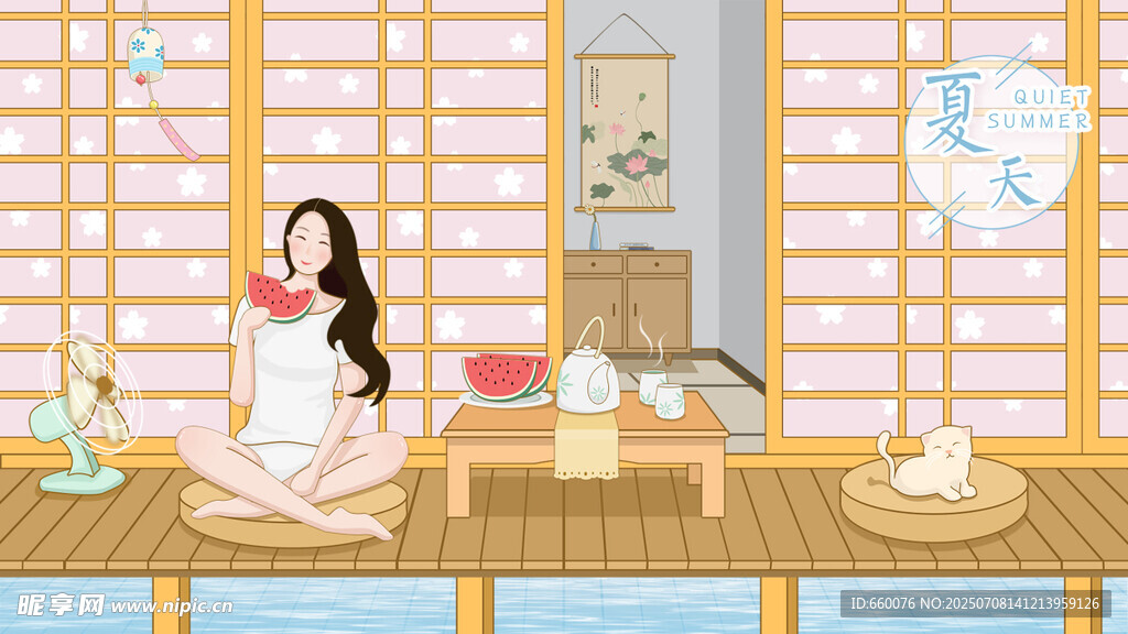 日式茶室中的优雅女子