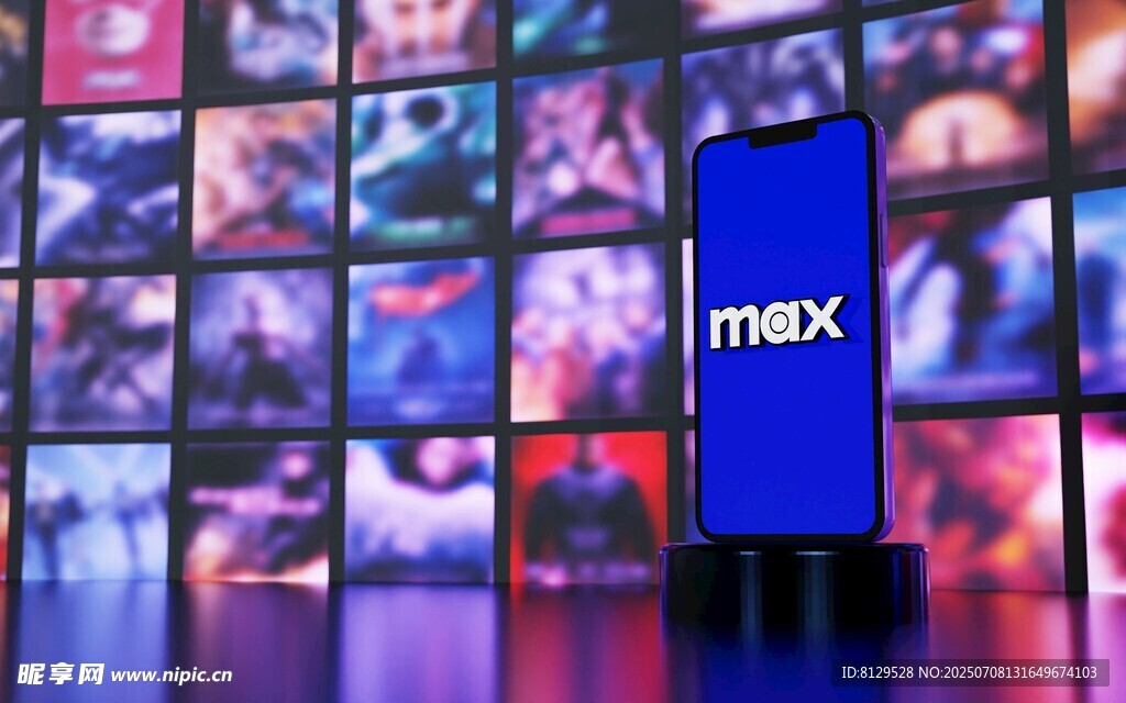 多彩屏幕中的蓝色max标识