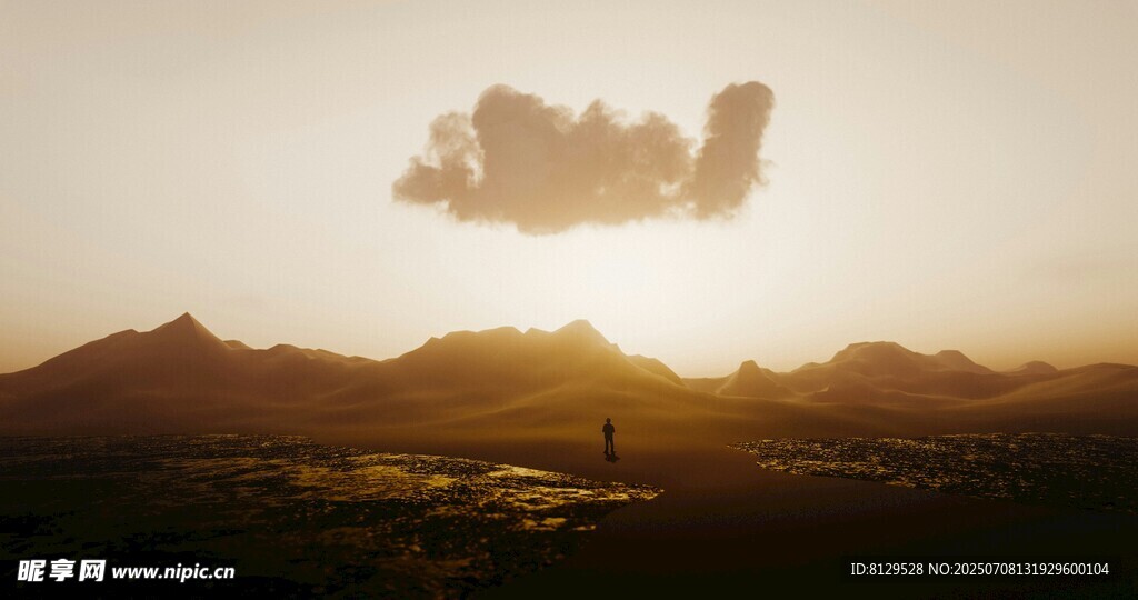 夕阳下的奇幻云朵景观