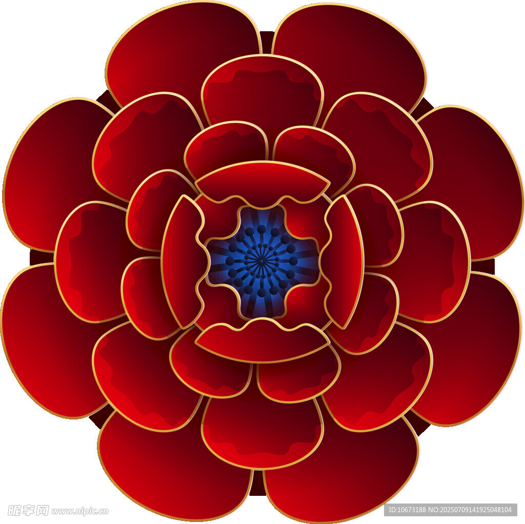 红色多层花朵图案
