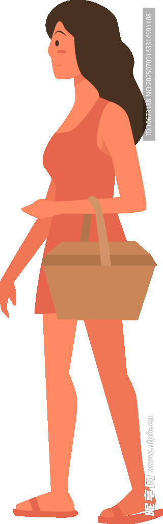 女子手提篮购物姿态图