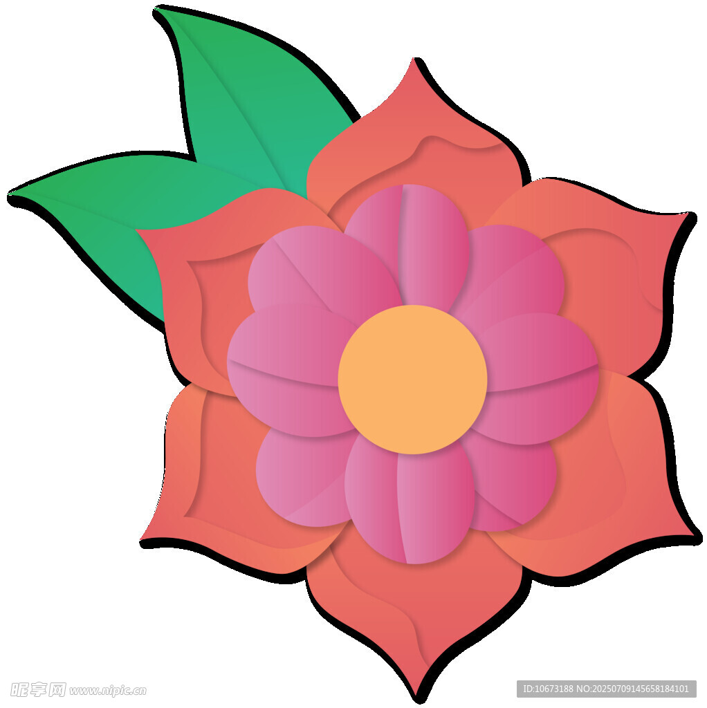 手绘粉色花朵插画