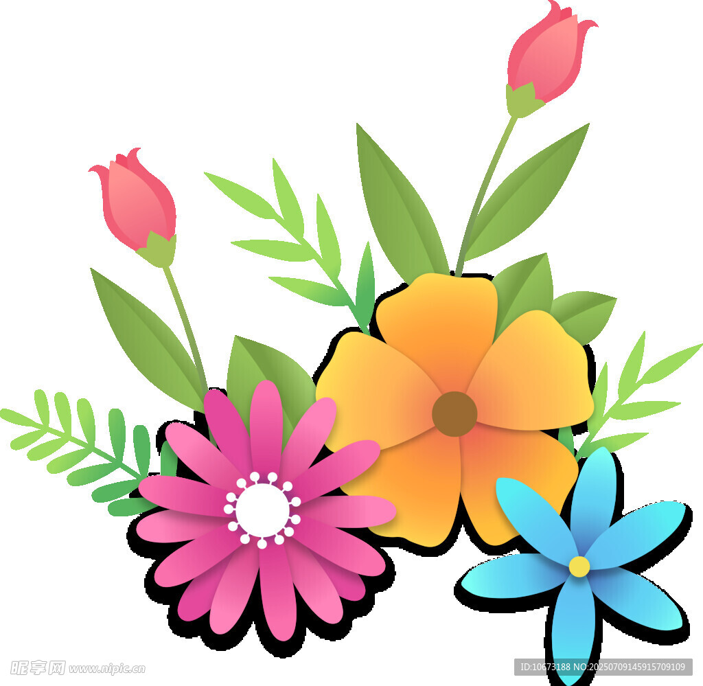 多彩花卉插画