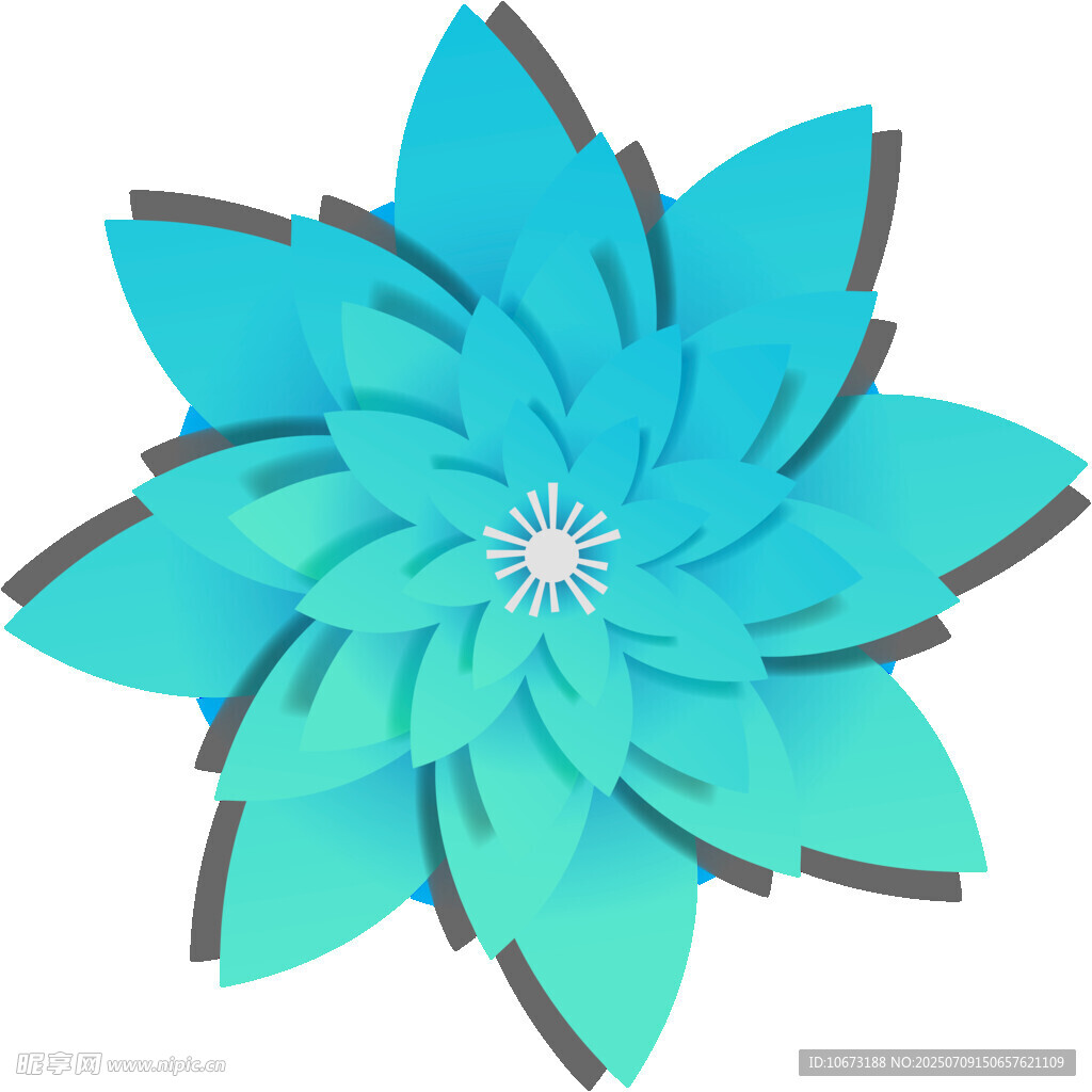 蓝色立体花朵图案设计