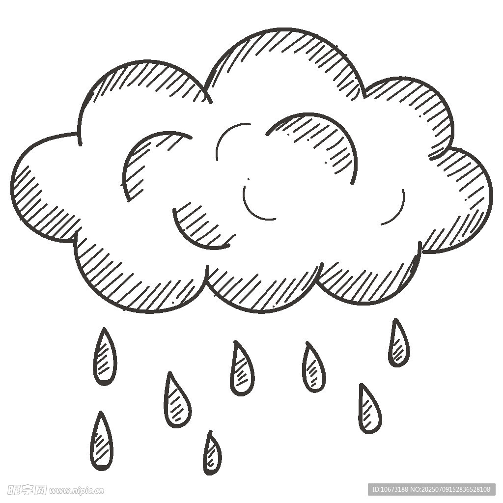 手绘下雨云朵图案