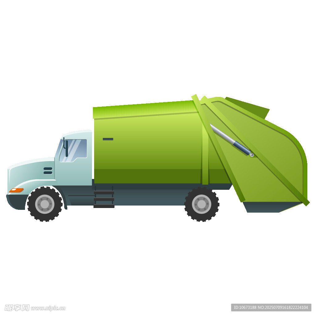 绿色垃圾压缩车