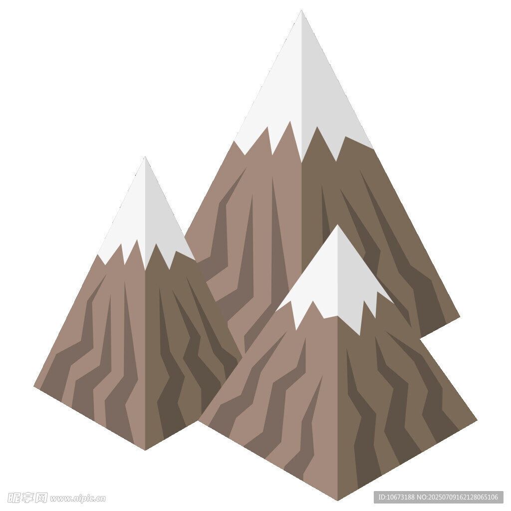 三座雪山立体插画