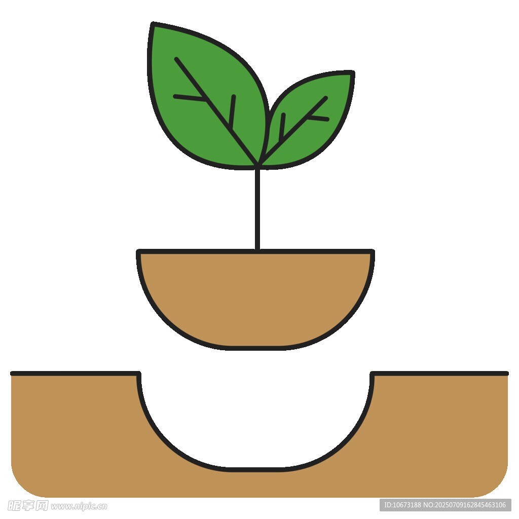 植物破土生长插画