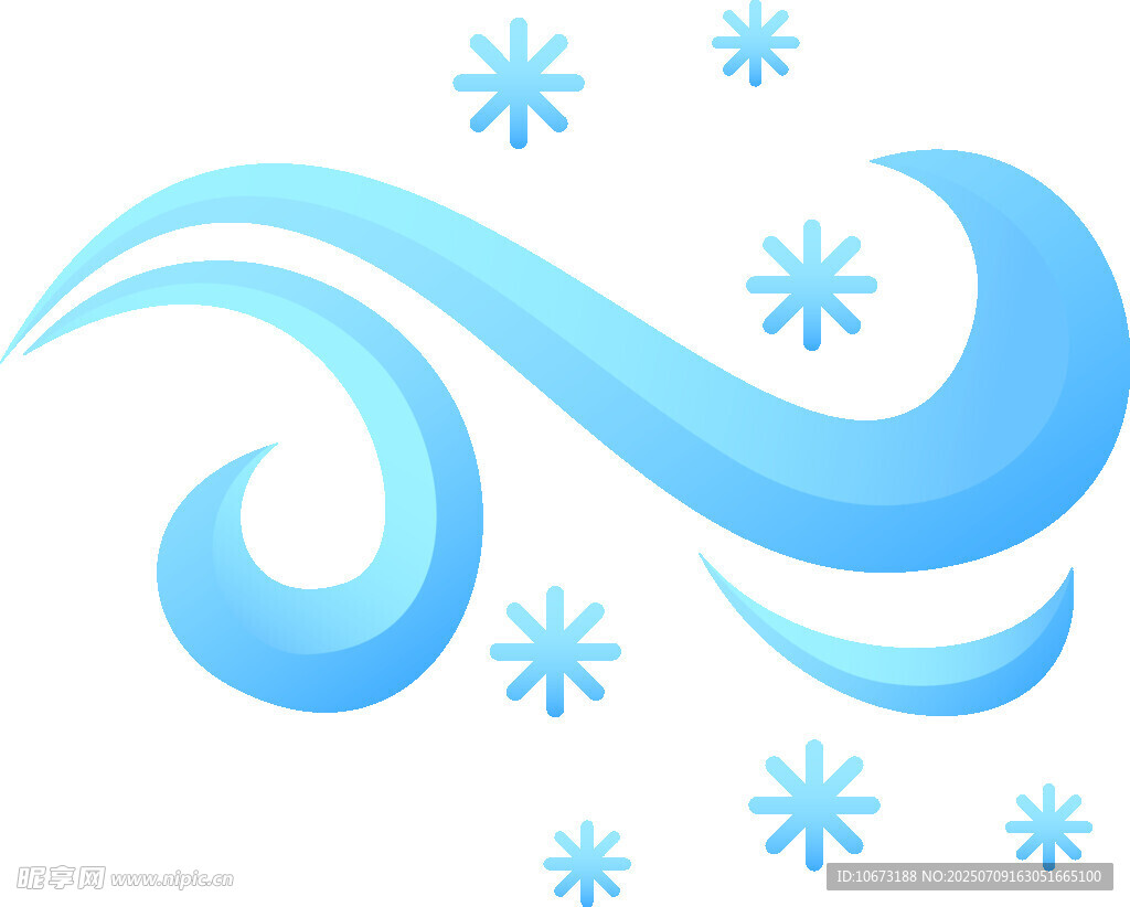 蓝色雪花波浪装饰图案