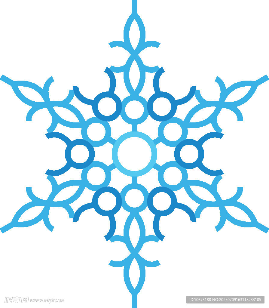 蓝色雪花图案设计元素