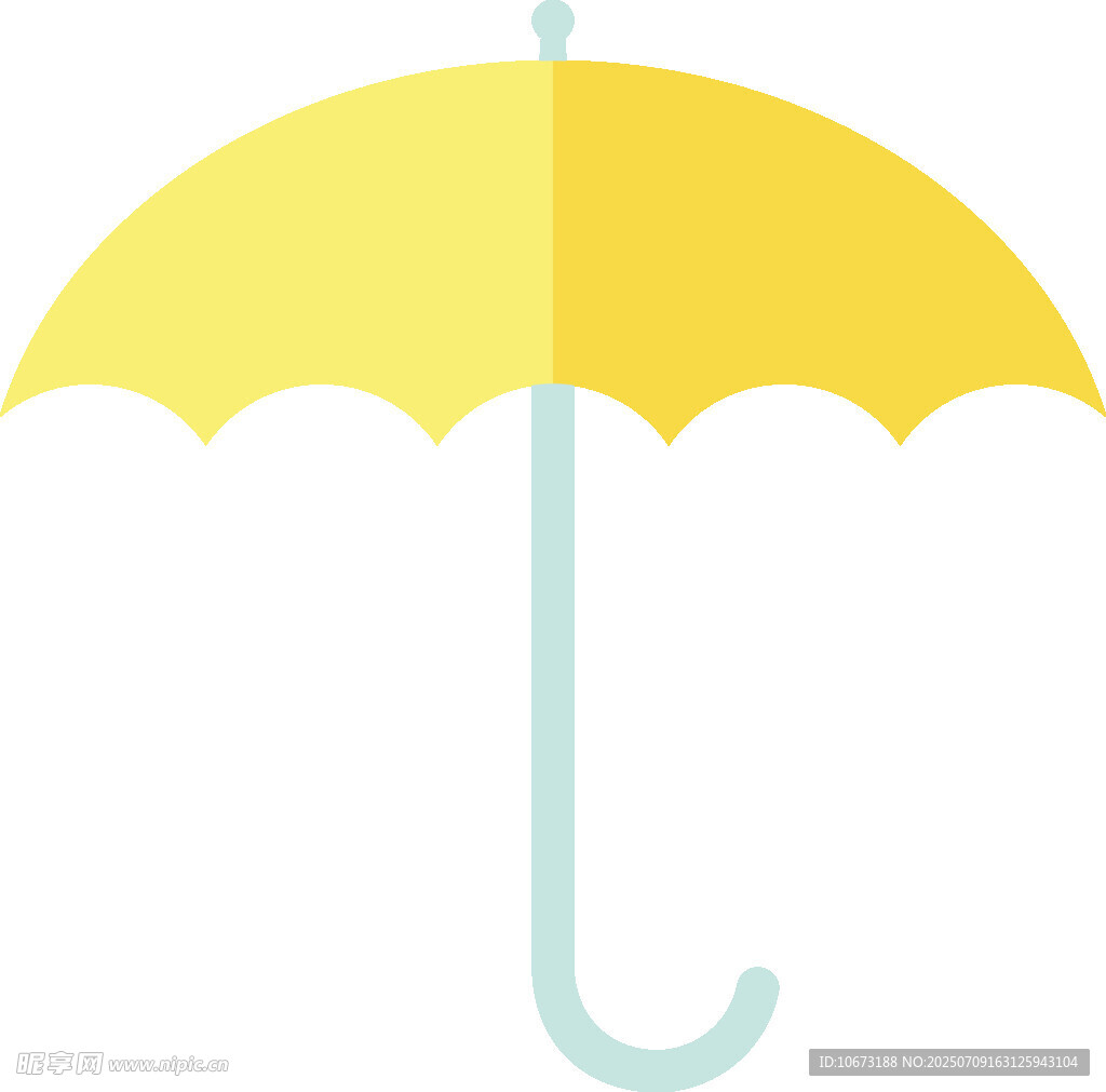 黄色简约雨伞图标