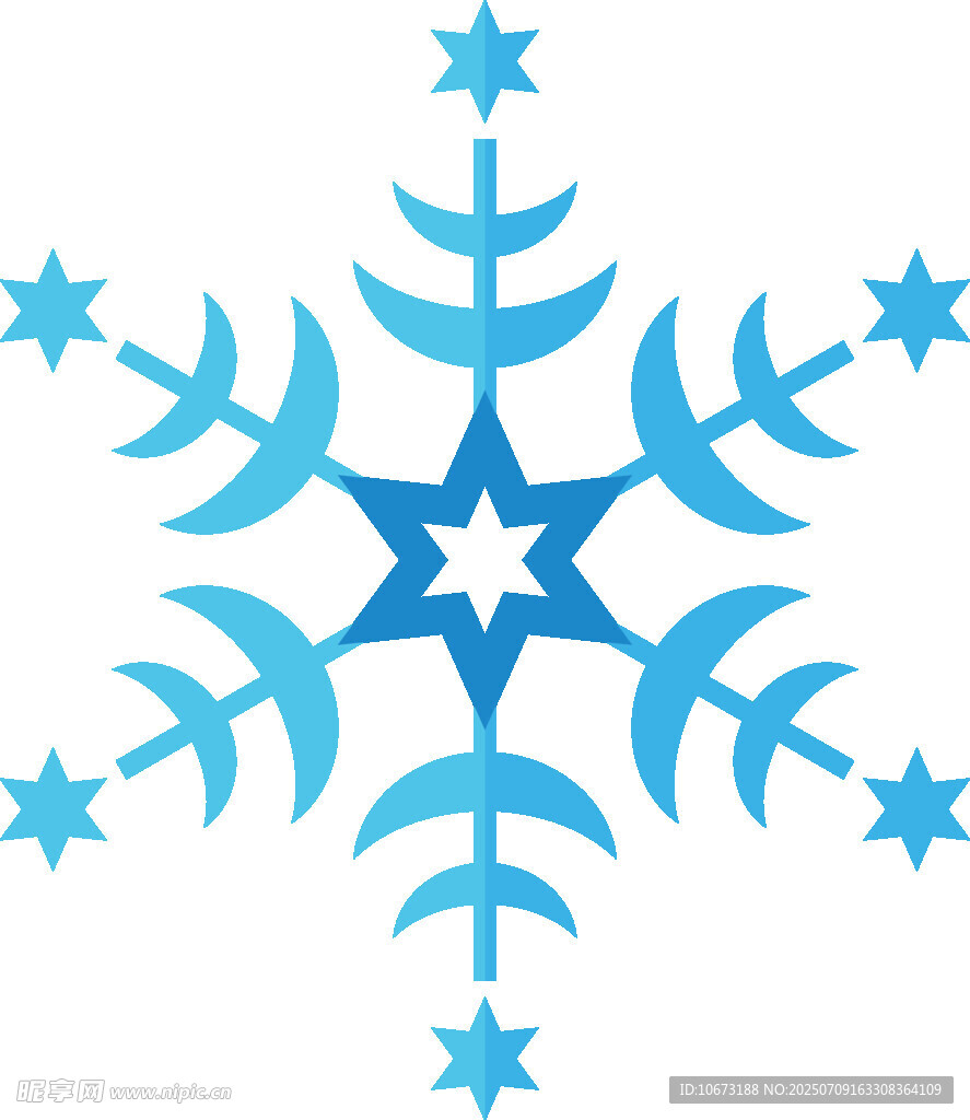 蓝色雪花图案设计元素