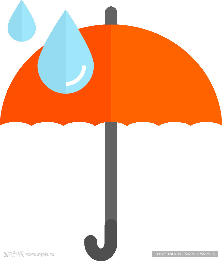 橙色雨伞上的雨滴