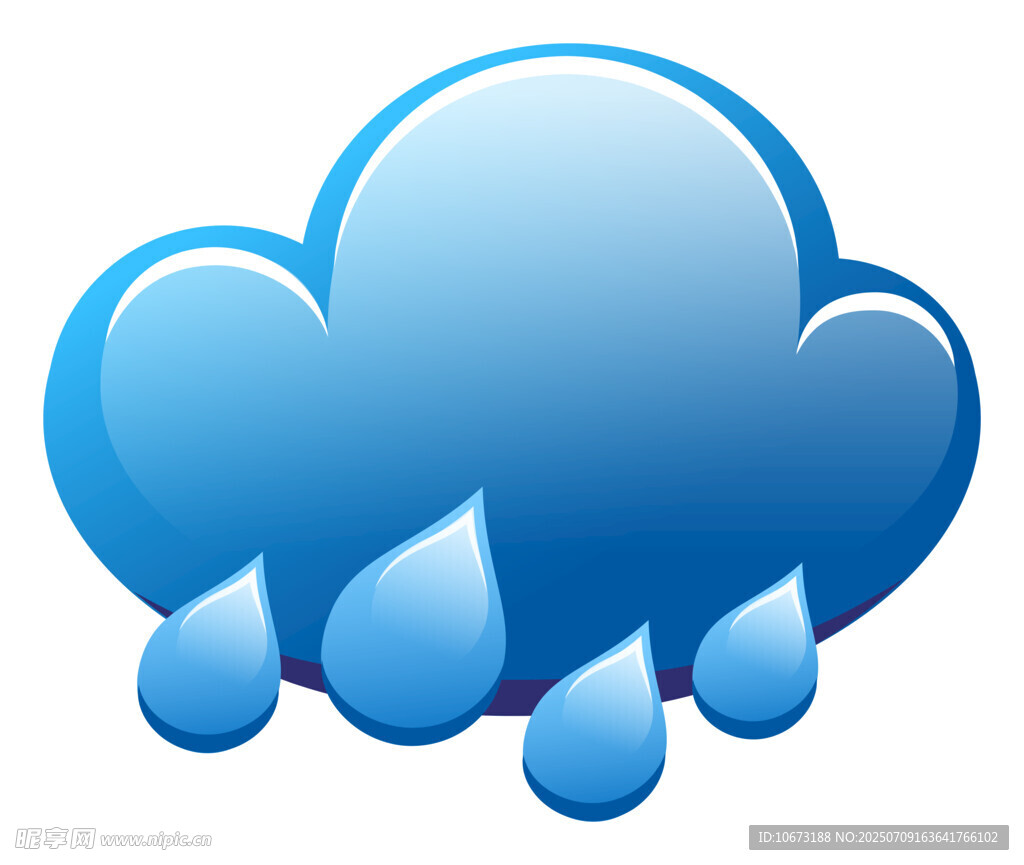 蓝色雨滴云朵图标