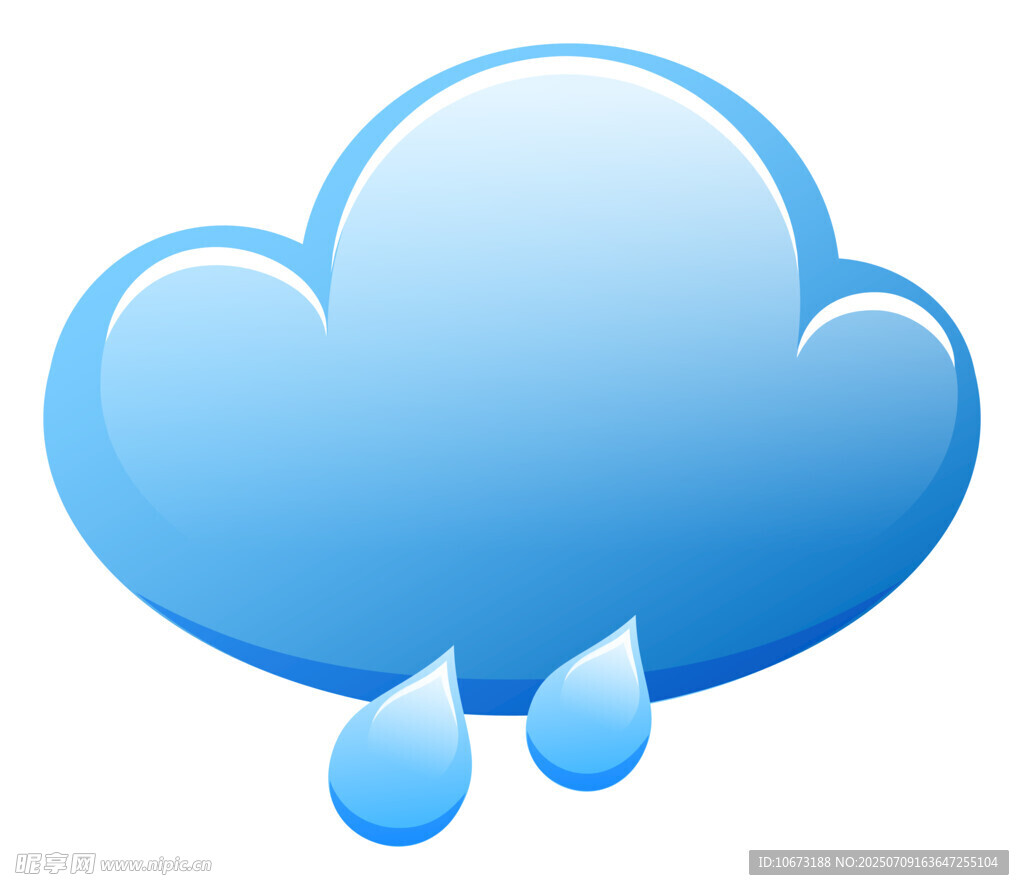 蓝色雨滴云朵图标