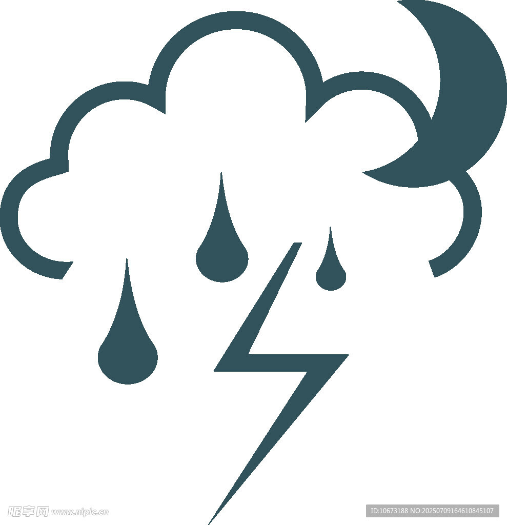 夜间雷雨天气图标
