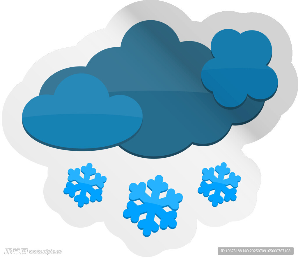 蓝色云朵飘雪图标