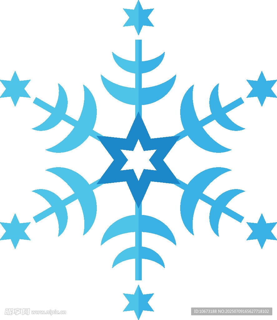 蓝色雪花图案设计元素