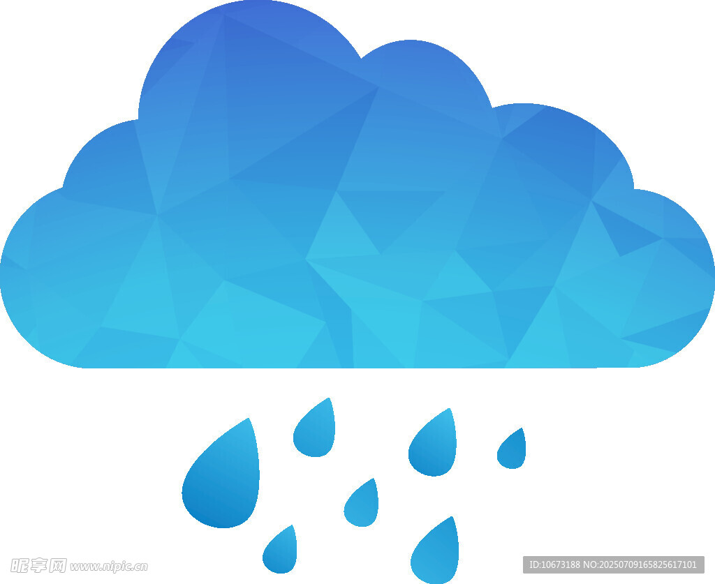 蓝色云朵雨滴图标