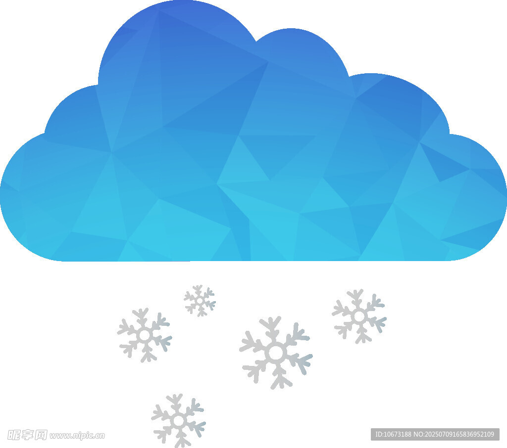 蓝色云朵飘雪图案设计