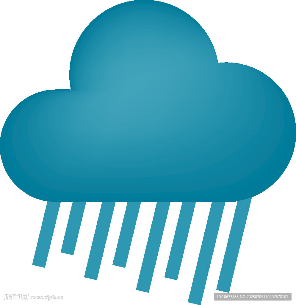 蓝色降雨云朵图标