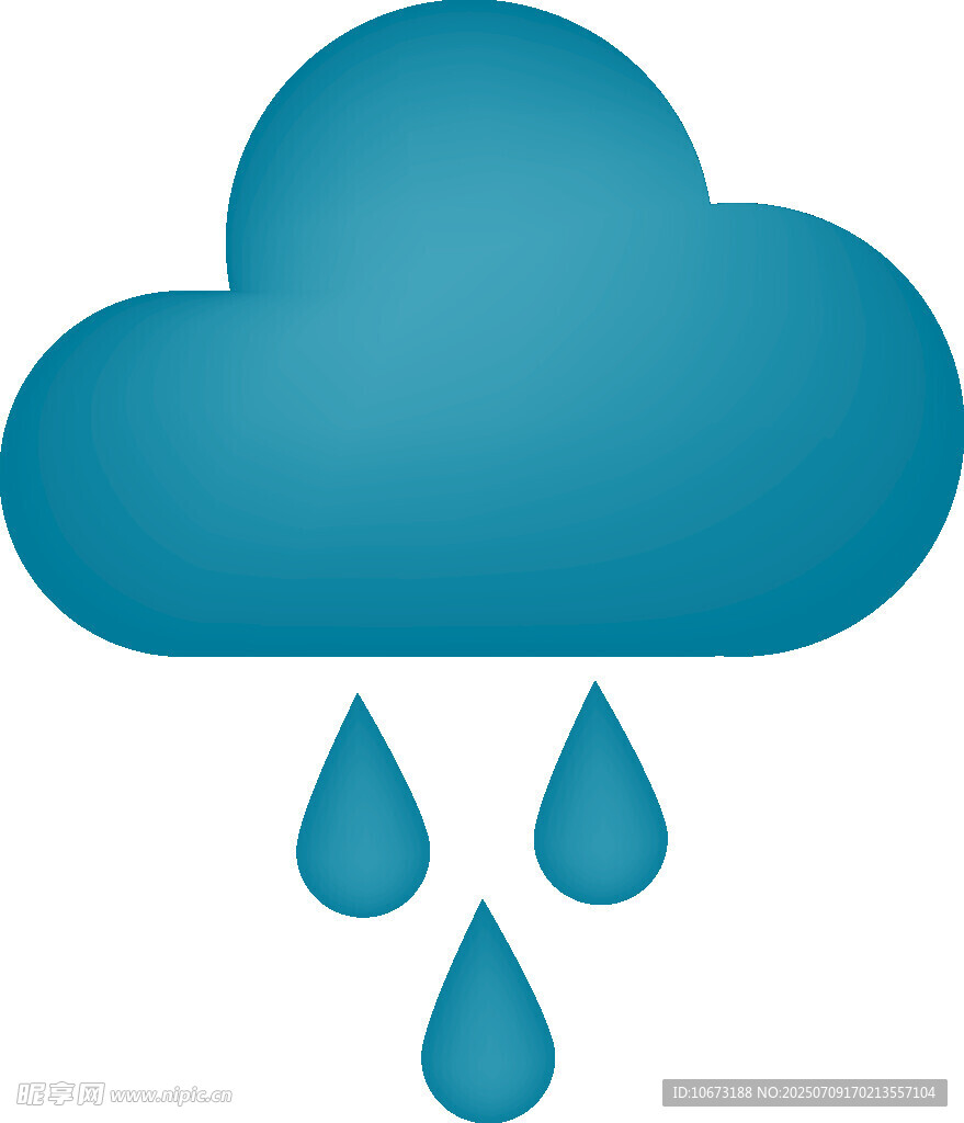 蓝色雨滴云朵图标