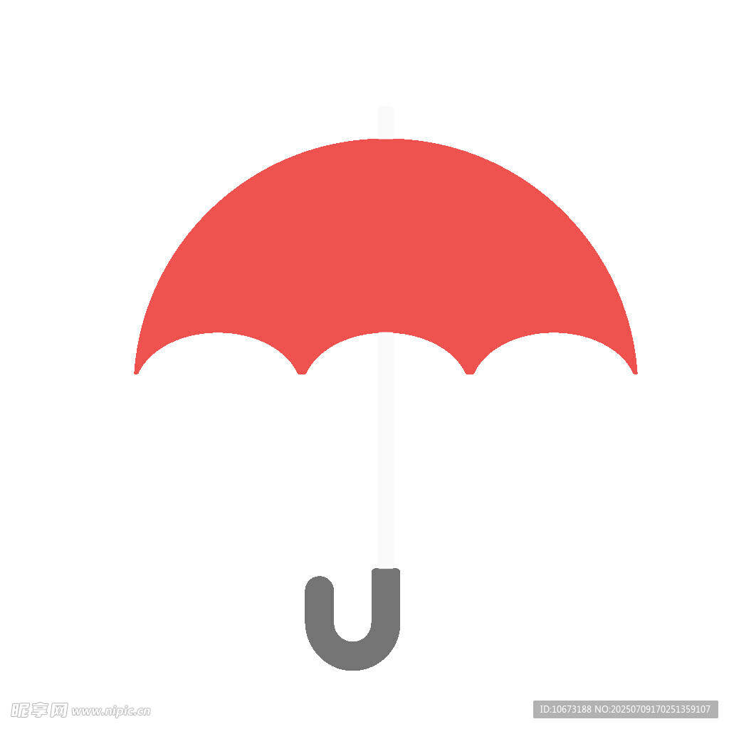红色简约雨伞图标