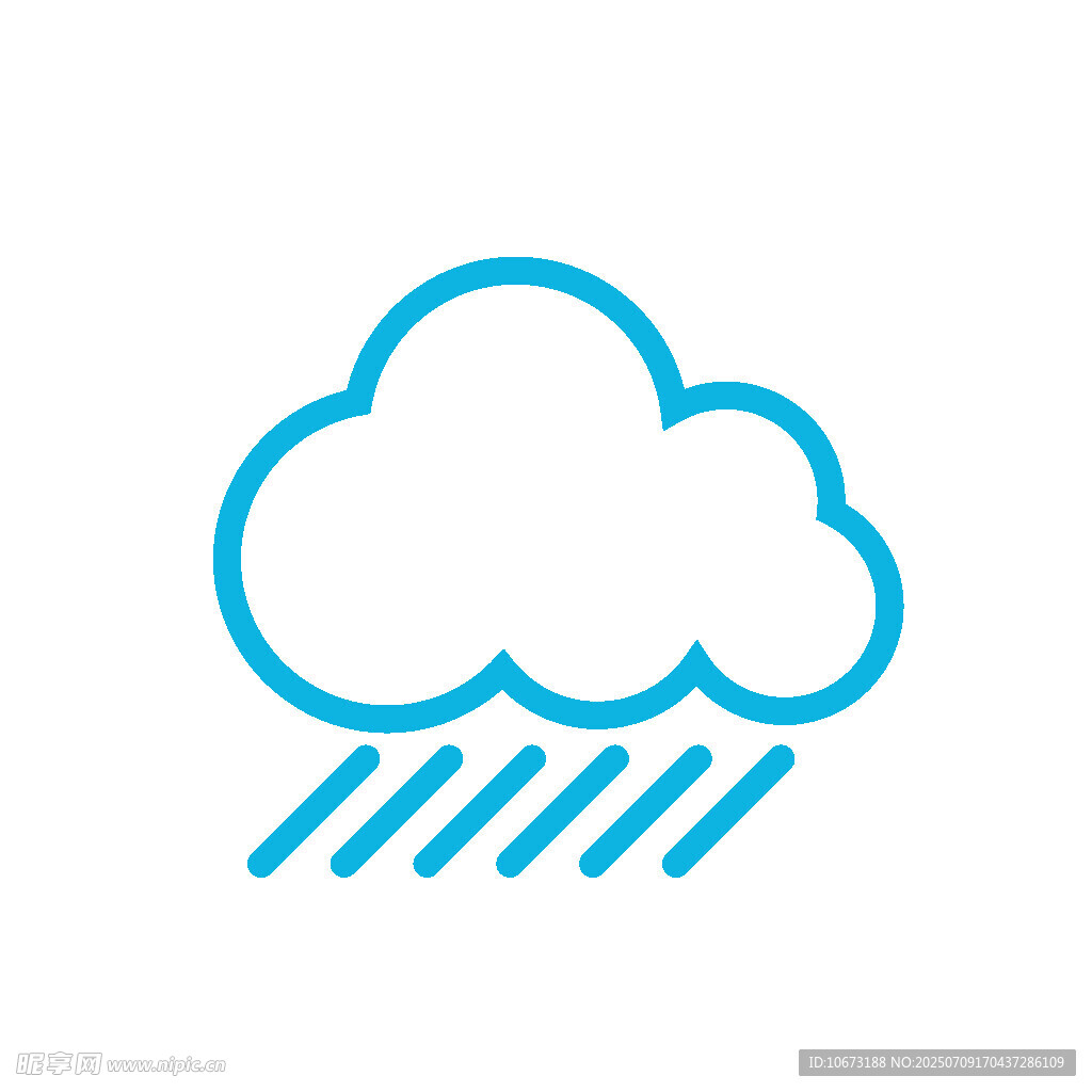 蓝色云朵雨滴图标