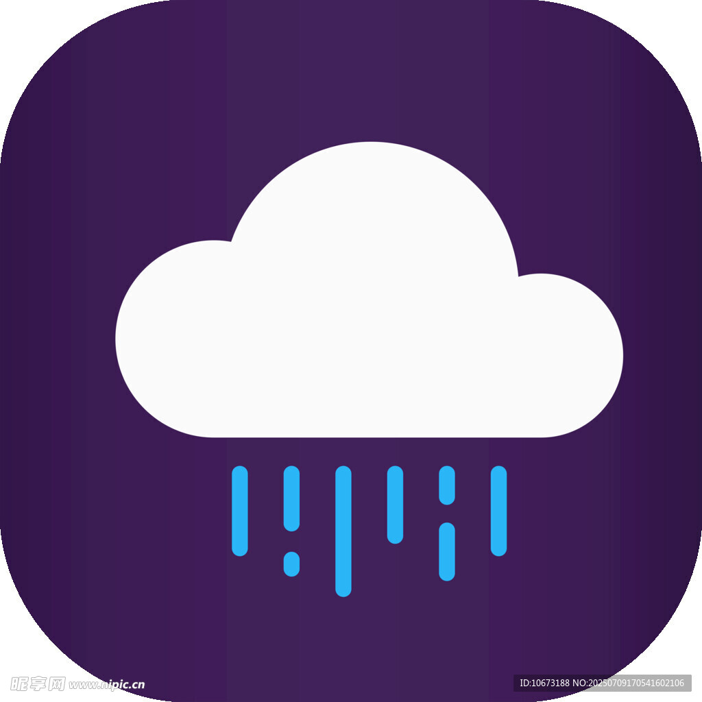 紫色背景下雨天气图标